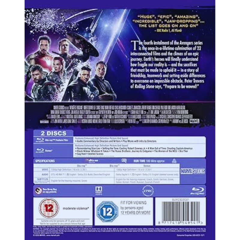 Marvel Studios Avengers: Endgame [Blu-ray] [2019] [Region Free]